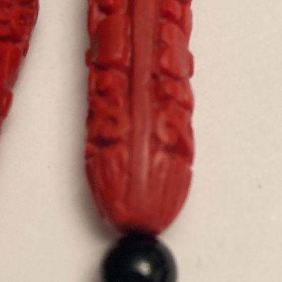 Large Carved Design Flower Floral Drop Bauble Earrings - Picture 6 of 16